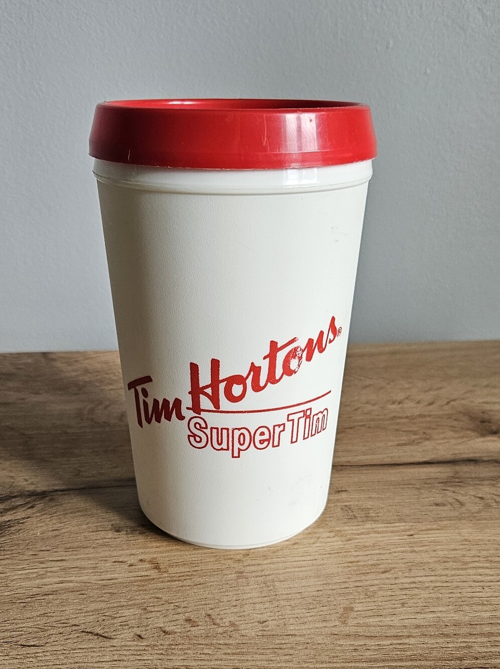 VTG Tim Hortons Super Tim Plastic Travel Mug Aladdin | Made In USA | Red White - Picture 14 of 16